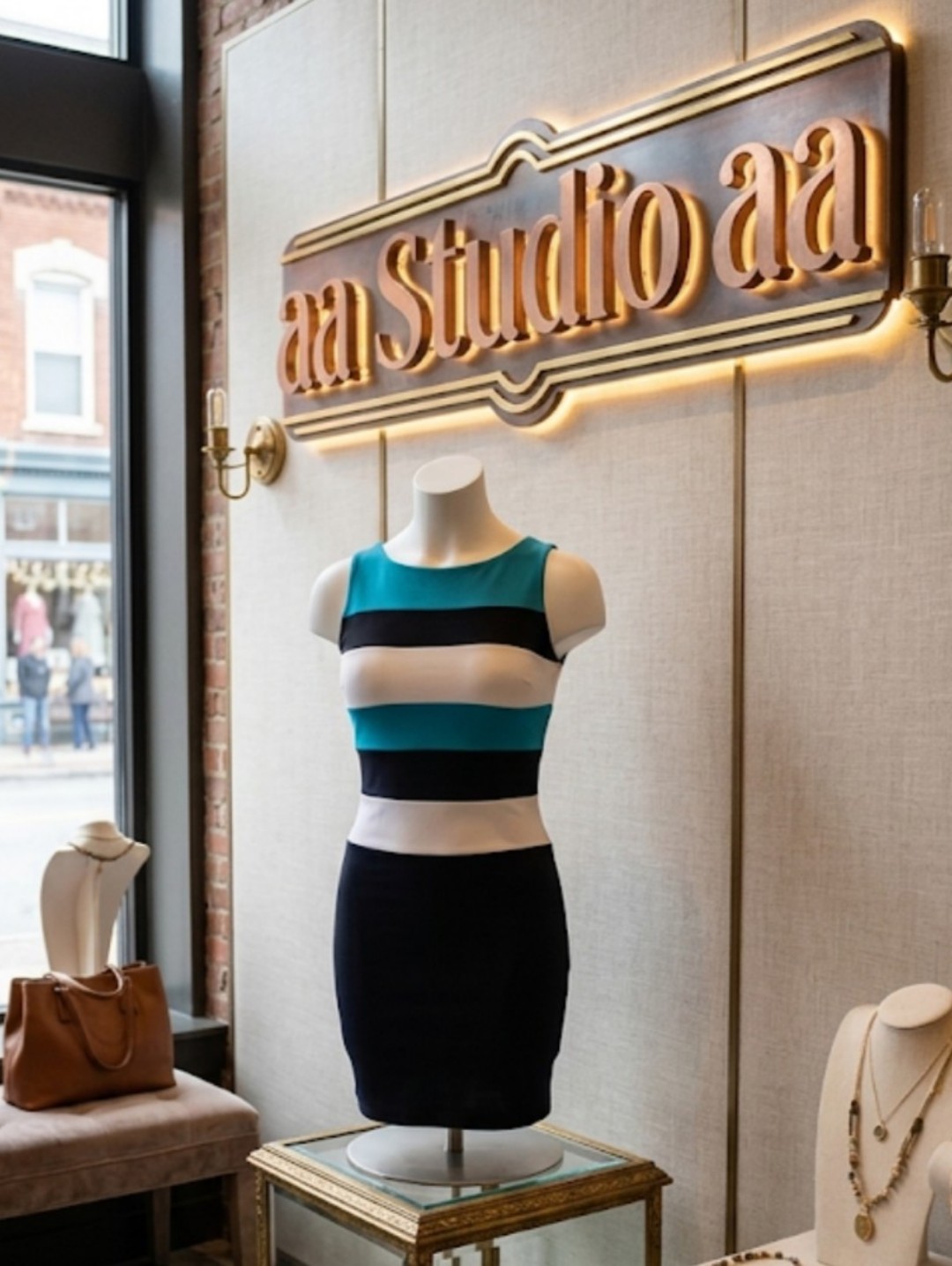 Aa Studio Aa  Colorblock Striped Bodycon Dress